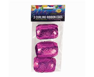 Bristol Novelty Curling Ribbon Eggs (Pack Of 3) (Holographic Fuchsia) - BN2116