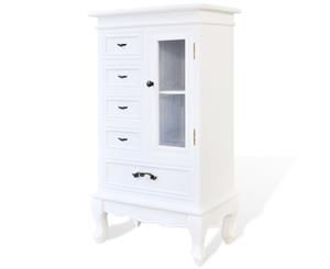 Cabinet with 5 Drawers 2 Shelves White Sideboard Organiser Cupboard