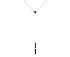 Cincinnati Reds Ruby Y-Shaped Necklace For Women In Sterling Silver Design by BIXLER - Sterling Silver