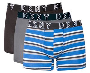 DKNY Men's Stretch Sport Boxer Brief 3-Pack - Black/Grey/Blue Stripe