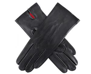 Dents Women's 3 Point Classic Leather Gloves Wool Lining - Black