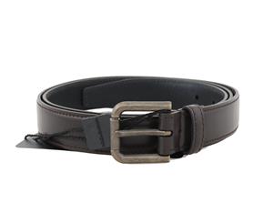 Dolce & Gabbana Brown Leather Gold Brushed Buckle Belt