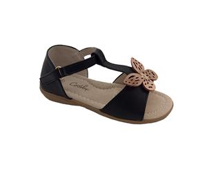 Grosby Sophie Girls Sandal Closed heel Open toe Butterfly detail - Black