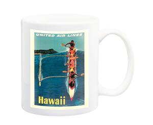 Hawaii By United Airlines Travel Poster Mug - 11 Fluid Oz