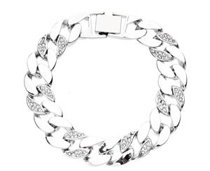 Iced Out BOLD CZ Hip Hop Bracelet - CURB 15mm silver - Silver