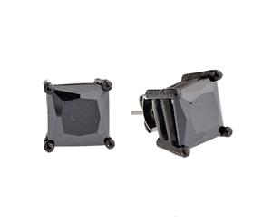 Iced Out Bling Square Zirconia Ear Studs - black