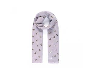 Intrigue Womens/Ladies Metallic Dove Print Scarf (Grey/Matte Gold) - JW218