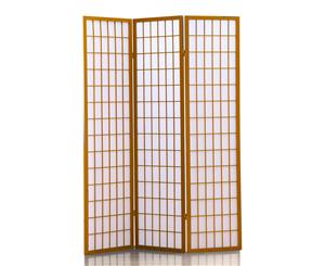 Levede 3 Panel Room Divider Screen Door Stand Privacy Fringe Wood Fold Natural