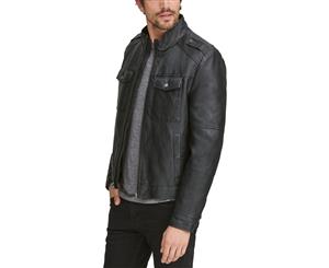 Marc New York by Andrew Marc Mens Bruckner Faux Leather Winter Bomber Jacket