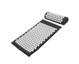 Massage Acupressure Yoga Mat With Pillow Sit Lying Mats Cut Pain Stress Soreness Black