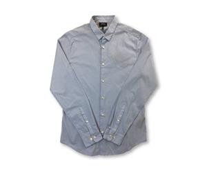 Men's Armani Jeans Slim Stretch Cotton Shirt In Sky Blue Dot And Stripe