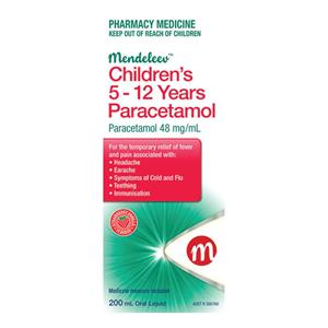 Mendeleev Paracetamol Childrens Suspension 5-12 Years 200ml