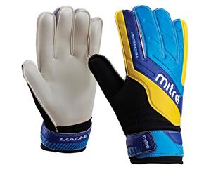 Mitre Magnetite Jnr Soccer/Football Goalie Goalkeeper Gloves Pair Size 4 Cyan