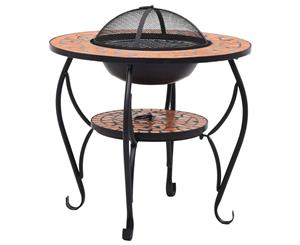 Mosaic Fire Pit Table Terracotta 68cm Ceramic Backyard Fireplace Heater