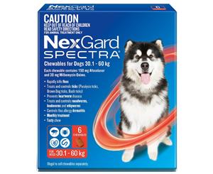 NexGard Spectra Flea Tick & Worm Chews For Dogs 30.1-60kg 6pk