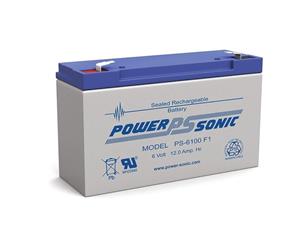 PS6100 POWER SONIC 6V 12Amp Sla Battery F1 Terminal Sealed Lead Acid Size151 X 99 X 50(Lhd Inc. Terminals) Weight1.9 Kg 151 x 99 x 50(LHD inc.