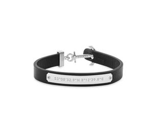 Paul Hewitt Signum Male Coordinates Silver Anchor Black Bracelet