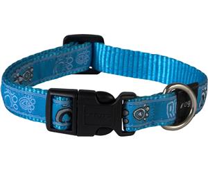 Rogz Scooter Adjustable Collar - Medium (10-16 inch) - Turquoise Paw