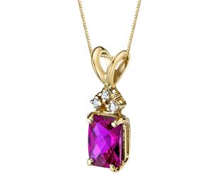 Ruby Diamond Pendant 14K Yellow Gold Radiant 7 x 5 mm 1.25 ct NSJP9728