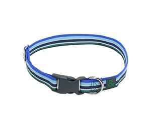 Rufus And Coco Striped Nylon Dog Collar Blue