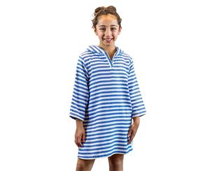 SAMMIMIS Kids Hooded Towel Sundress 100% Turkish Cotton - Royal Blue/White