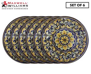 Seet of 6 Maxwell & Williams Ceramica 26.5cm Salerno Ceramic Round Dinner Plate Piazza