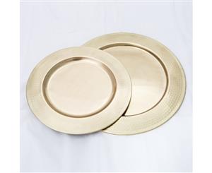 Set of 2 DISCUS Round 31 and 35cm Wide Serving Trays - Hammered Bronze Finish