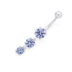 Silver Lavender CZ Drop Belly Bar