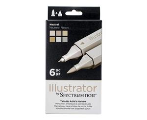 Spectrum Noir Illustrator Twin Tip Markers 6 pack - Neutrals