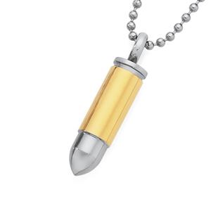 Stainless Steel & Gold Plate Bullet Pendant