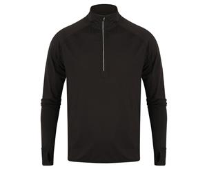 Tombo Mens Long Sleeve Zip Neck Performance Top (Black) - PC3041