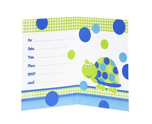 Unique Party 1St Birthday Turtle Invitations (Pack Of 8) (Blue/Green) - SG16611