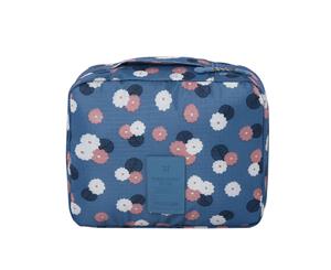 Waterproof Cosmetic MakeUp Travel Bag Organizer - Blue Flower