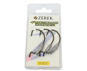 Zerek Weighted Worm Hook Pack for 4 Inch Live Cherabins - Weedless Jig Heads