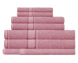 100% Combed Cotton 7 Pieces Bath Sheet Set Rose