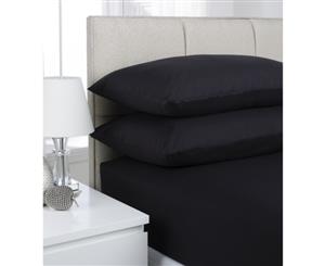 1500TC Pure Cotton Standard Pillowcases Pair - Black