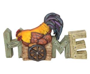 43cm Rustic Home Decor Sign with Rooster Farm Style - Orange