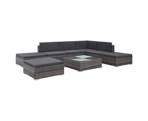 8 Piece Garden Lounge Set with Cushions Poly Rattan Grey Furniture