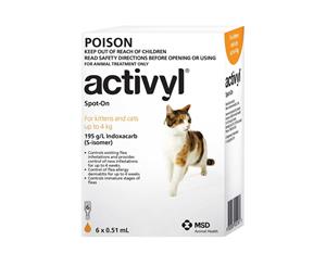 Activyl Cat & Kitten 0-4kg Orange 6's Flea Treatment (A2782)