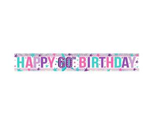 Amscan Holographic Foil Pink Happy 60Th Birthday Banner (Multicolour) - SG13502