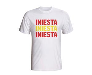 Andres Iniesta Spain Player Flag T-shirt (white)