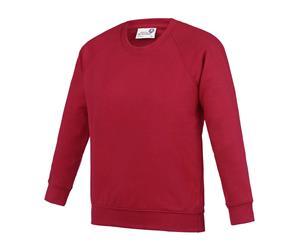 Awdis Academy Childrens/Kids Crew Neck Raglan School Sweatshirt (Pack Of 2) (Red) - RW6682