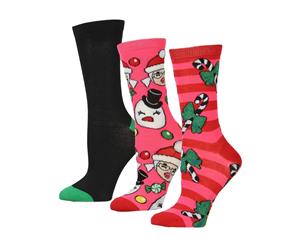 Betsey Johnson Womens Snowman Holiday Printed Crew Socks