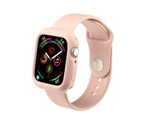 Catzon 2 in 1 Soft Silicone Watch Band For 40mm 44mm Apple Watch Watch Strap for iWatch 3 2 4 1-Light Pink