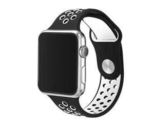 Catzon Sport Soft Silicone Apple Watch Strap iWatch Band Bracelet Replacement Band For iWatch Series 1 2 3 4 - Black White