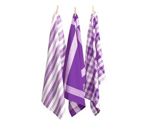 Country Vintage Modern Tea Towels Cotton Dish Cloths Set 3 LAVENDER New