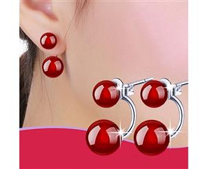 Dolce Amore Earrings-White Gold/Red