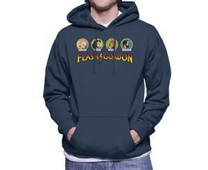 Flash Gordon Comic Character Heads Men's Hooded Sweatshirt - Navy Blue