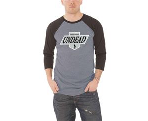 Hollywood Undead Baseball T Shirt La Crest Official Mens 3/4 Sleeve - Grey