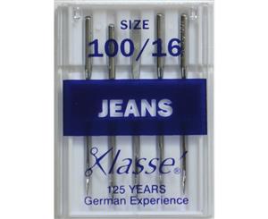 Klasse Sewing Machine Needles JEANS Size 100 / 16 Pack of 5 Needles